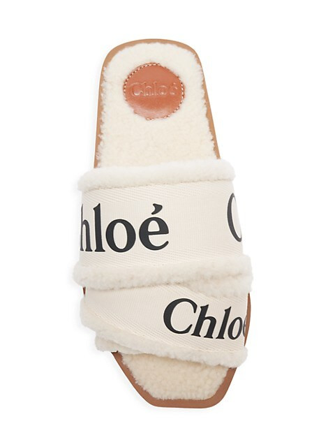 Woody Shearling-Trim Flat Sandals | Saks Fifth Avenue