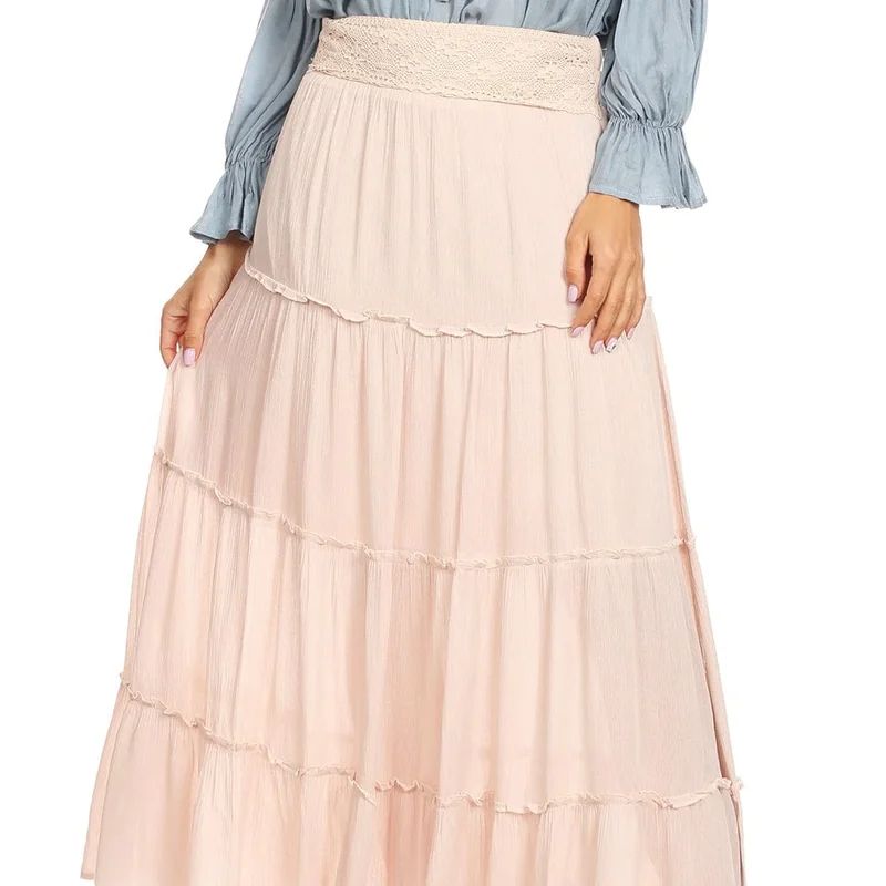 Anna-Kaci Maxi Bohemian Layered Skirt - Pink - M | Verishop
