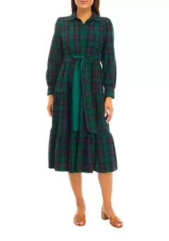 Crown & Ivy™ Women's Long Sleeve Printed Midi Dress | Belk