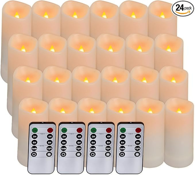 Aignis 24pcs Flameless LED Candles Battery Operated with 10-Key Remote Timer, Outdoor Waterproof ... | Amazon (US)
