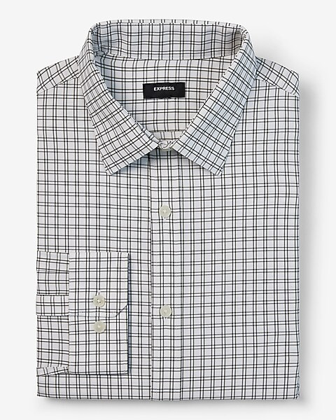 Slim Grid Plaid Wrinkle-resistant Everyday Performance Dress Shirt | Express