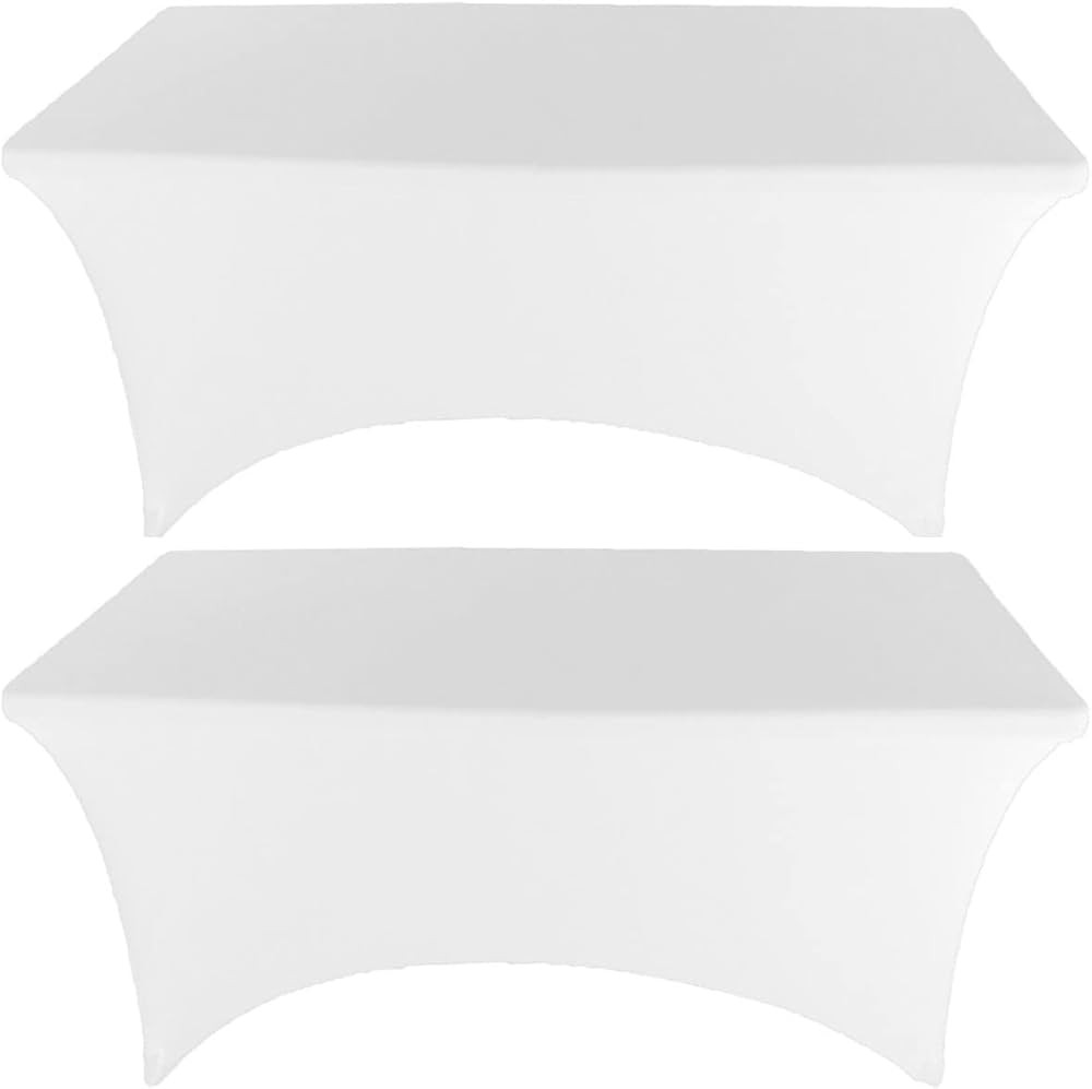 2 Pack 6FT White Spandex Tablecloth Stretch Fitted Table Cover for Rectangular Table Event, Weddi... | Amazon (US)