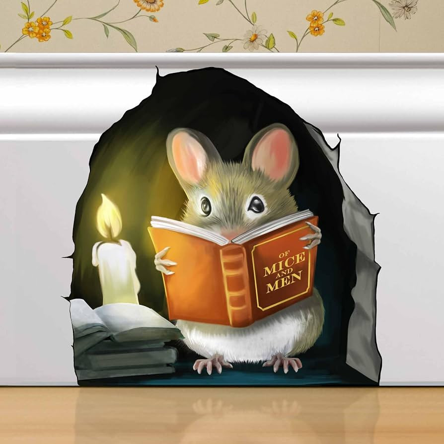 Mouse Reading Book, Wall Decor Sticker Decal, Kids Room, Classroom, Home, Bedroom, Bookcase, Book... | Amazon (US)