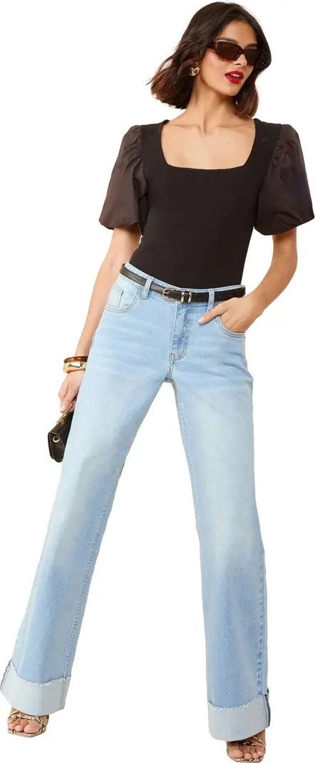 Mixed Media Puff Sleeve Top | Nordstrom