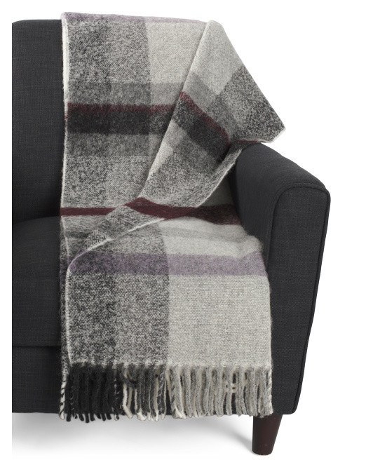Made In Italy Mohair And Alpaca Blend Plaid Throw | TJ Maxx