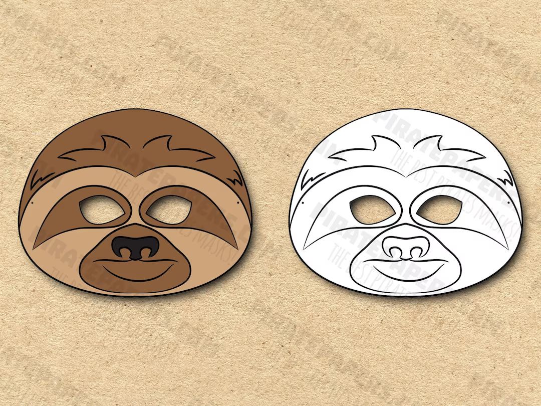Sloth Masks Printable Color Coloring Paper DIY for Kids and - Etsy | Etsy (US)