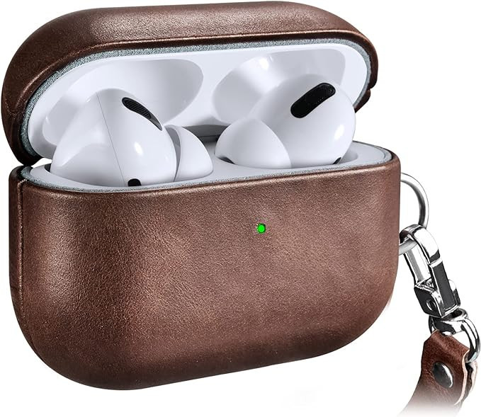 CEENFFO Leather Case for AirPods Pro (2019), Genuine Leather Shockproof Protective Case Cover wit... | Amazon (US)