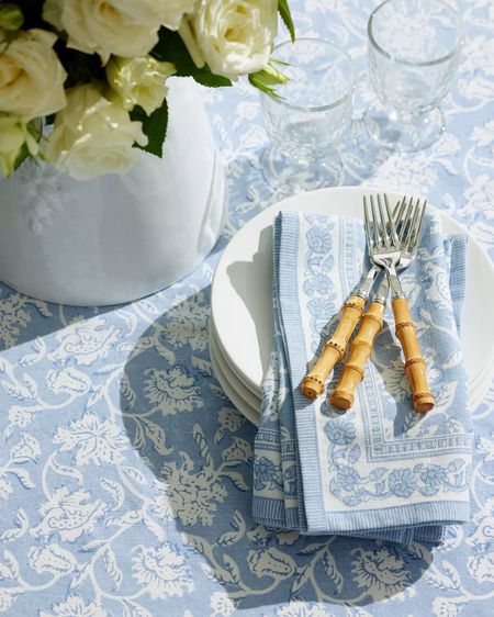 Beautiful block print tablecloth and napkins

#LTKhome #LTKsalealert