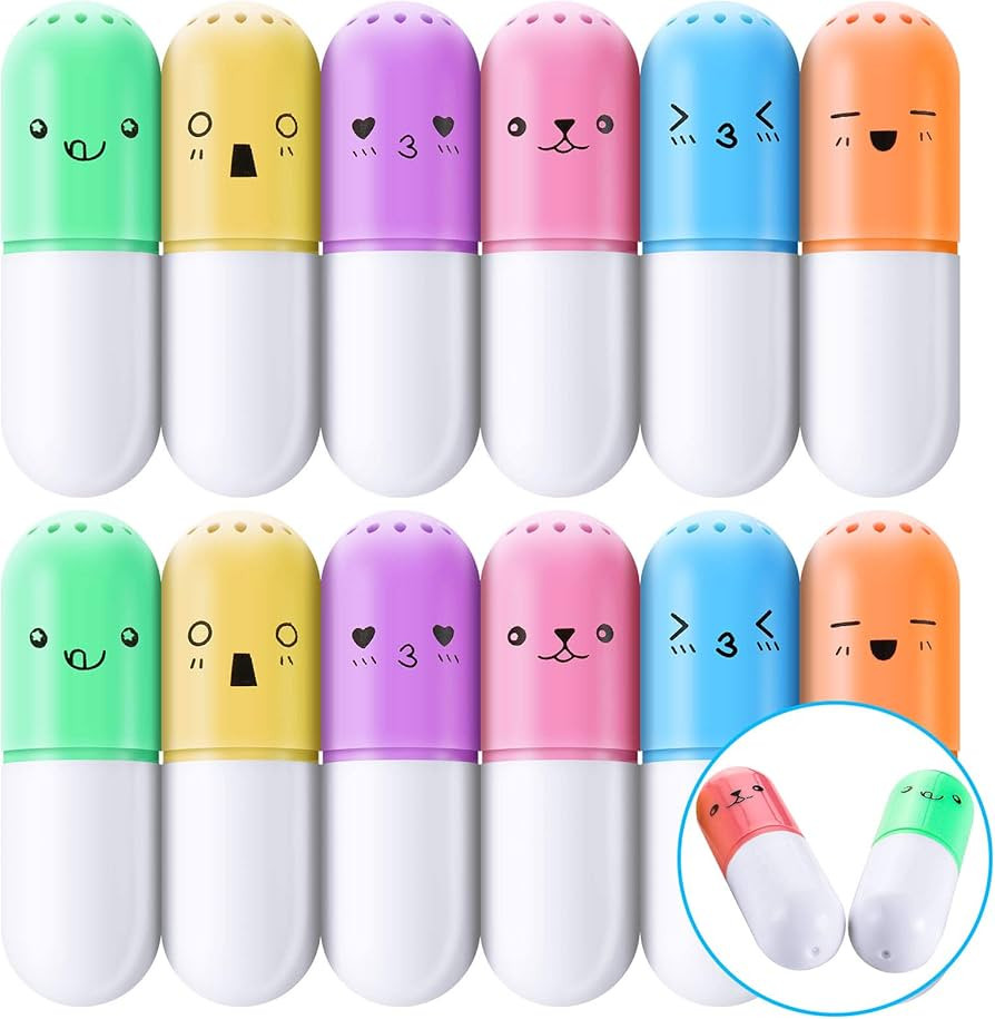 Zonon 12 Pieces Mini Pill Shaped Highlighter Pens Cute Face Graffiti Marker Pens Girls Stationery... | Amazon (US)