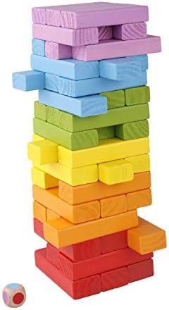 Pidoko Kids Wooden Stacking Building Blocks for Kids - Tumbling Blocks Board Games (49 Pieces) | Amazon (US)