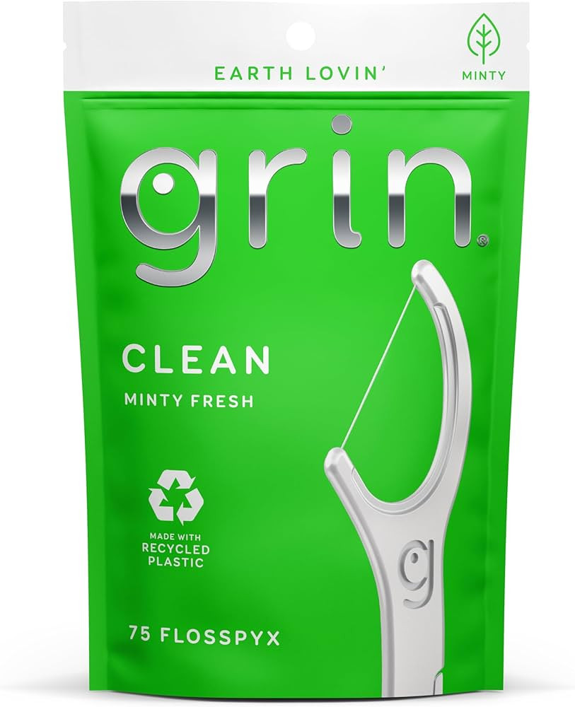 GRIN Clean Flosspyx, Floss Picks, 75 Count, Dental Flossers, Minty Flavor, Recycled Plastic, Supe... | Amazon (US)