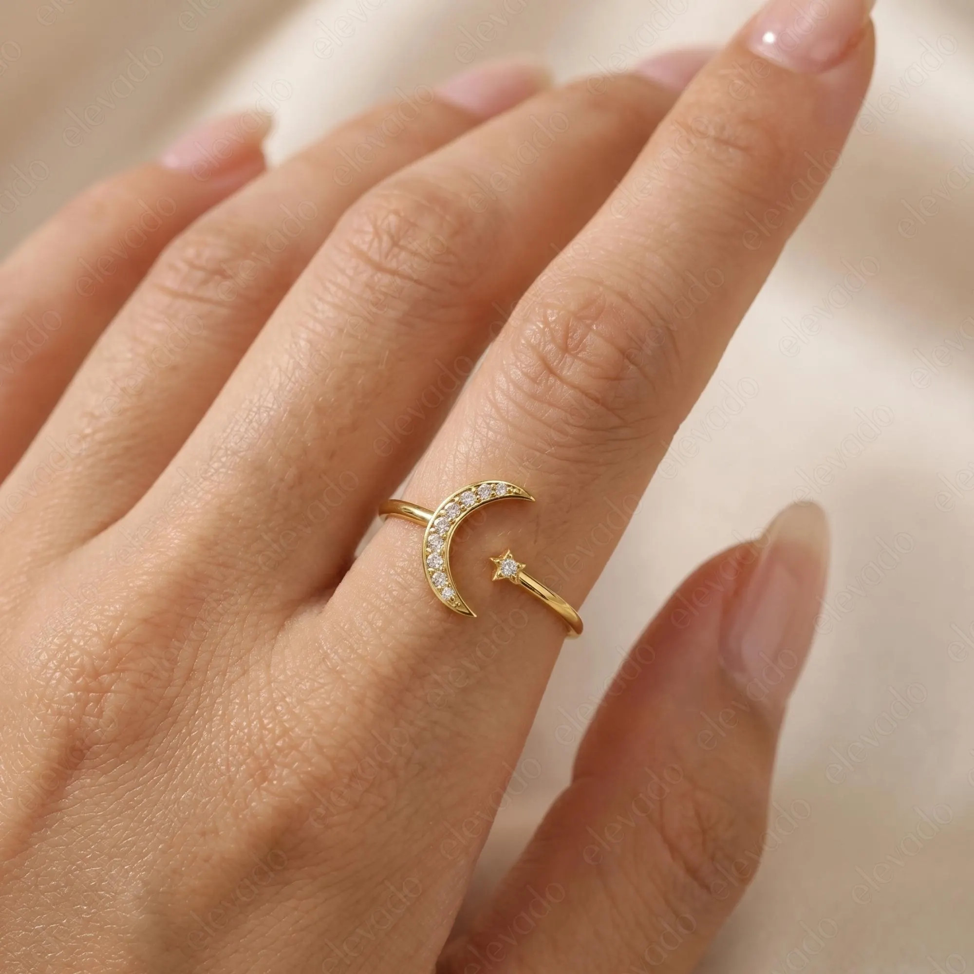Moon & Star Rings For Women • dainty ring • moon star ring • minimalist ring • celestial jewelry • statement ring • moon and star jewelry | Etsy (Global)