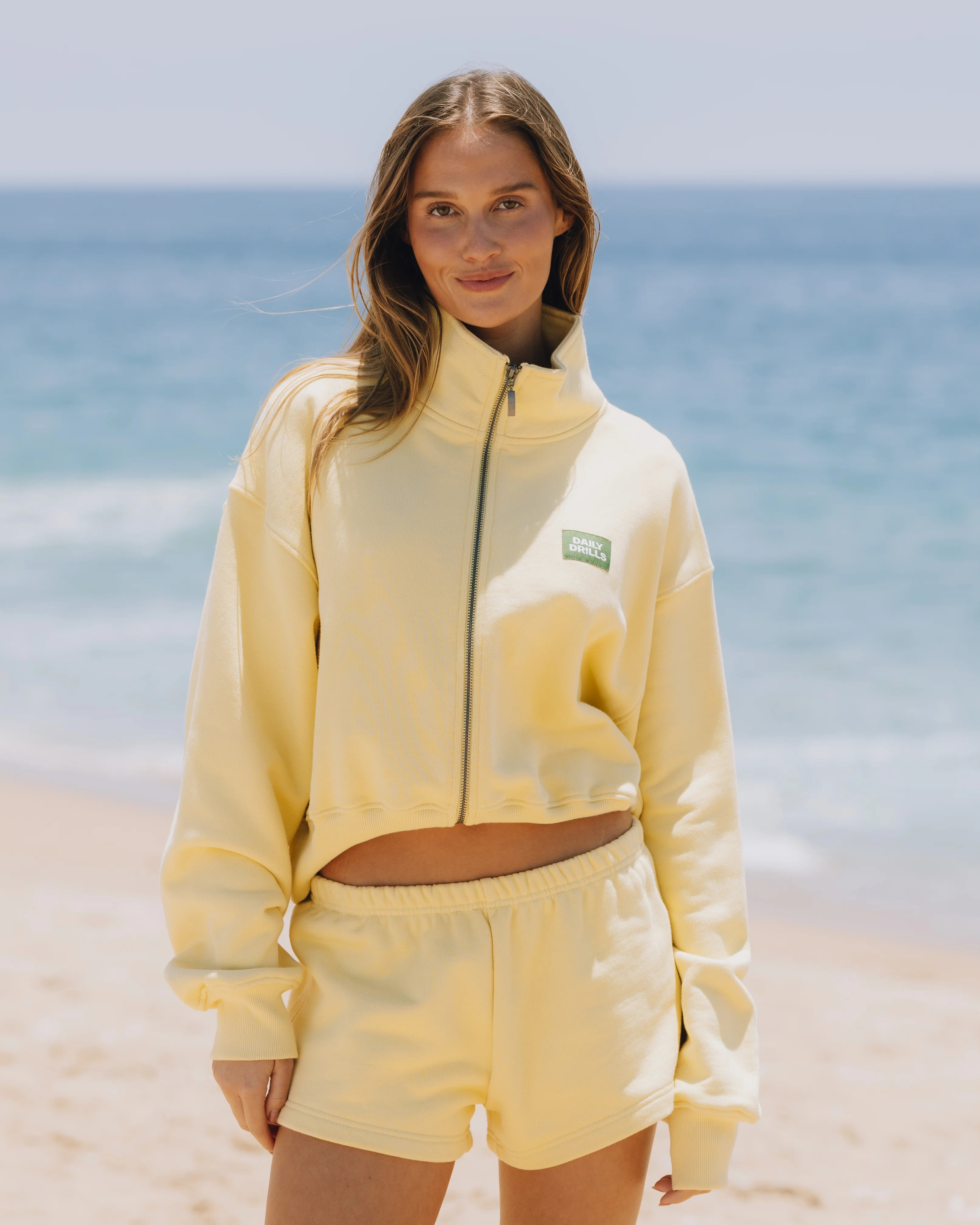 Heavyweight Funnel Neck Double Zip - Butter | Daily Drills LLC
