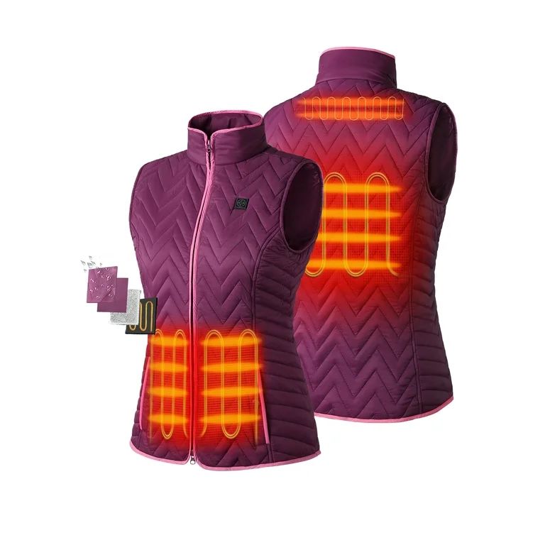ORORO Women's Quilted Heated Vest with Battery, Lightweight Heated Chevron Quilted Vest (Purple, ... | Walmart (US)