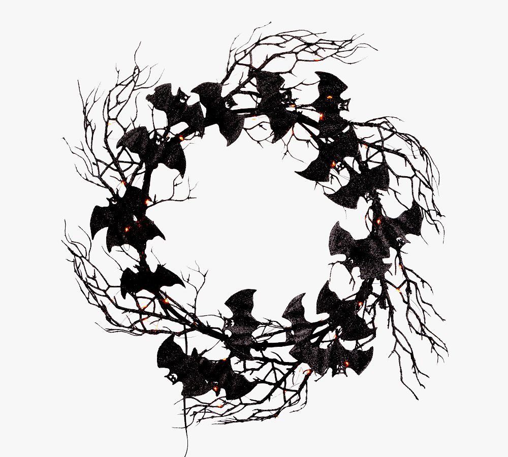 Faux Pre-Lit Black Twig Bat Wreath, 18" | Pottery Barn (US)