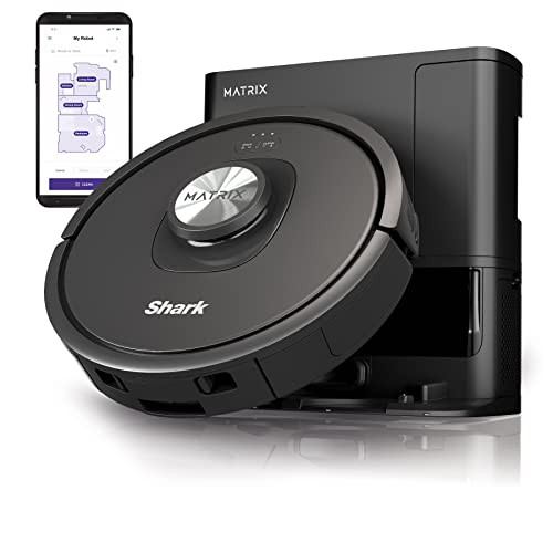 Shark RV2310AE Matrix Self-Emptying Robot Vacuum with Bagless, 45-Day Capacity, Self-Cleaning Brushroll for Pet Hair, No Spots Missed on Carpets & Hard Floors, Precision Home Mapping, Wi-Fi, Black | Amazon (US)
