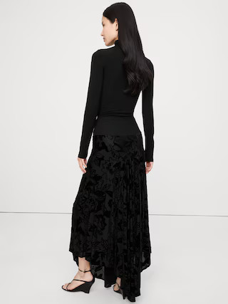 Burnout Velvet Asymmetrical Skirt | Banana Republic (US)