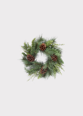 Small UV Treated Outdoor Fake Juniper and Pinecone Winter Wreath - 14" | Afloral
