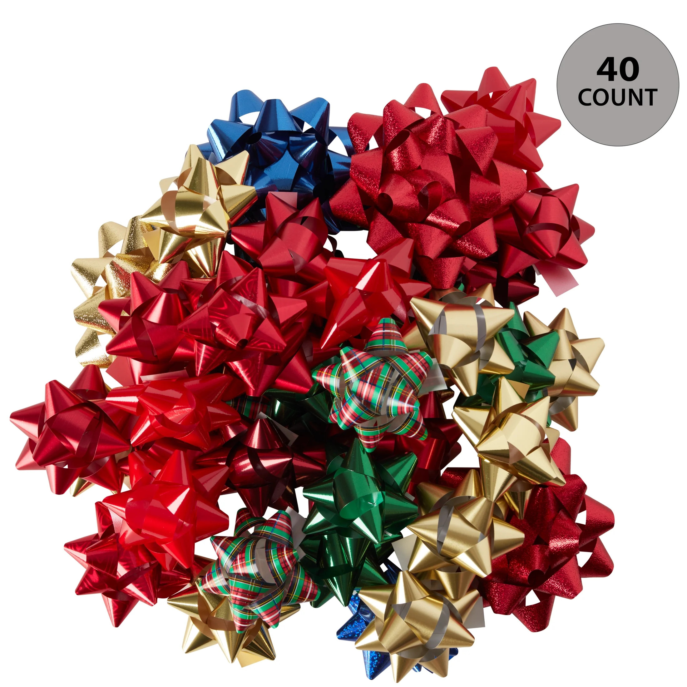 Mixed Christmas Gift Bows, Polypropylene, Red, Green and Gold, 40 Count by Holiday Time | Walmart (US)