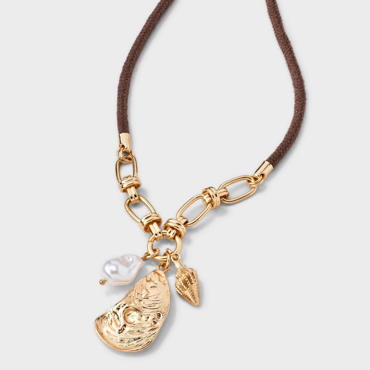 Seashell Pearl Adjustable Cord Charm Pendant Necklace - A New Day™ | Target