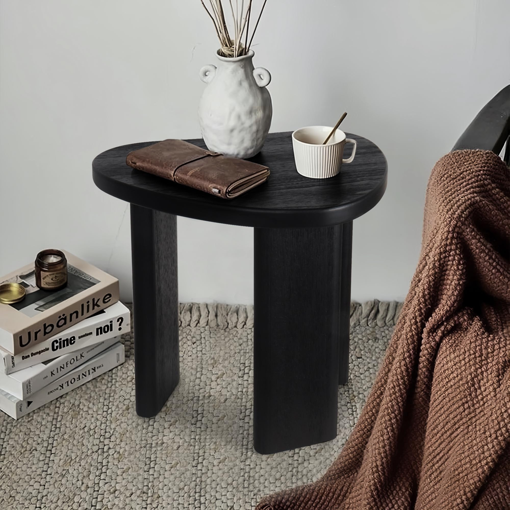 Oakrain Round End Table, Small Side Table for Living Room, Black Coffee Table, Black Accent Table... | Amazon (US)