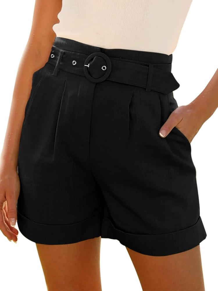 NIMIN High Waisted Belted Shorts for Women Lightweight Summer Business Casual Work Shorts with Po... | Amazon (US)