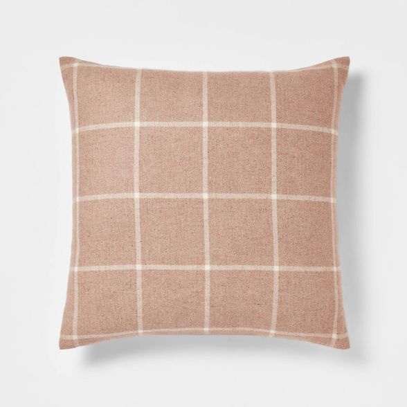 Oversized Windowpane Plaid Square Throw Pillow Neutral - Threshold&#8482; | Target