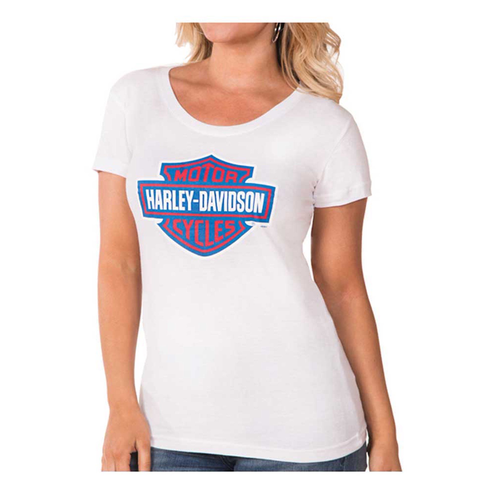 Harley-Davidson Women's RWB Bar & Shield Logo Short Sleeve Tee - White, Harley Davidson | Walmart (US)