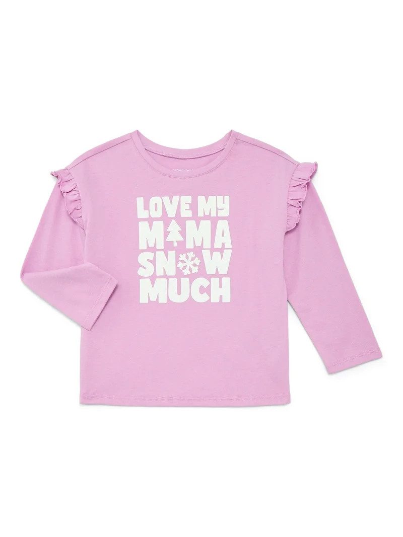 Garanimals Toddler Girls Holiday Ruffle Shoulder Top with Long Sleeves, Sizes 18M-5T | Walmart (US)