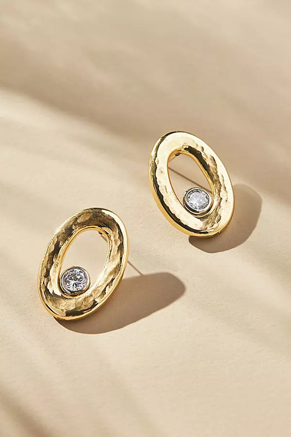 Oval Crystal Post Earrings | Anthropologie (US)