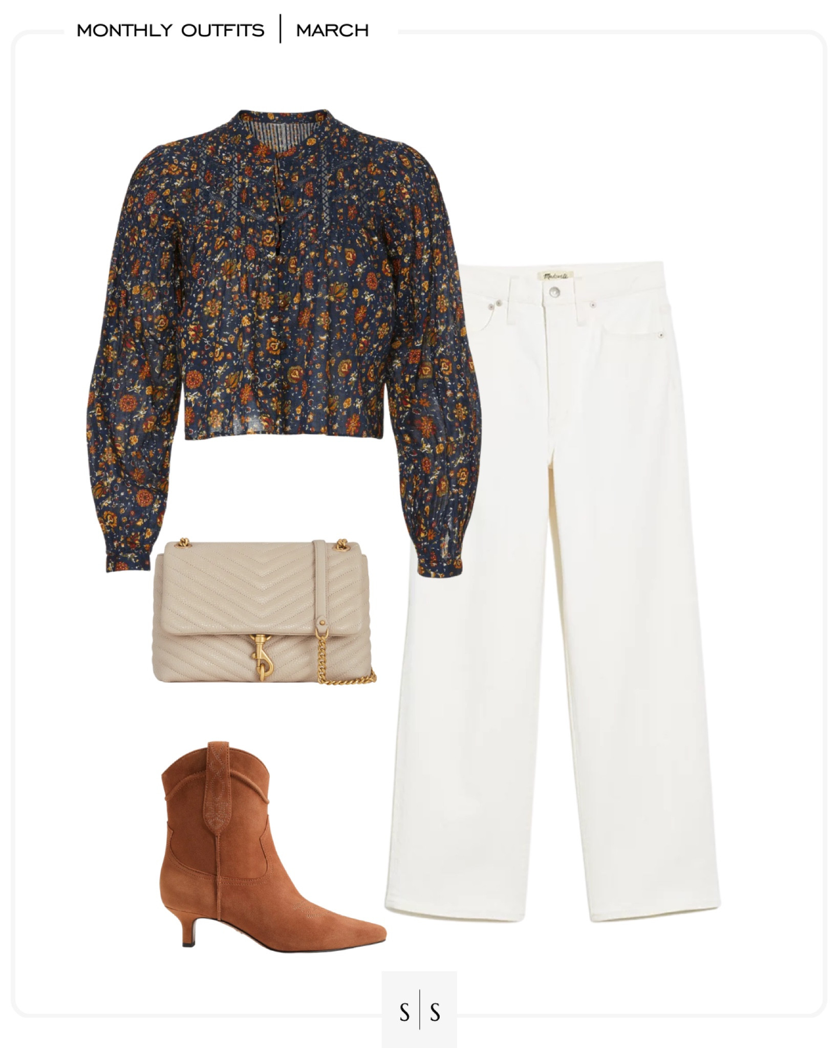 Monthly outfit planner : MARCH looks | #whitejean #casualstyle #floralblouse #springoutfit | See entire calendar on thesarahstories.com ✨

#LTKstyletip