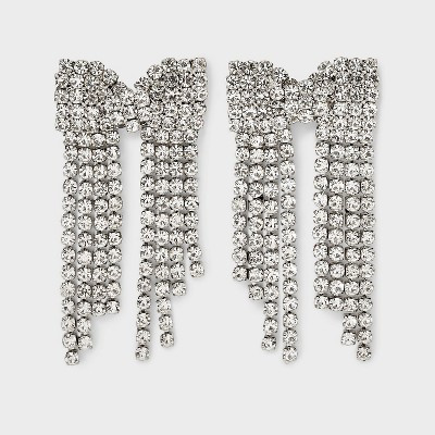 Bow and Fringe Post Drop Earrings - Wild Fable™ Silver | Target
