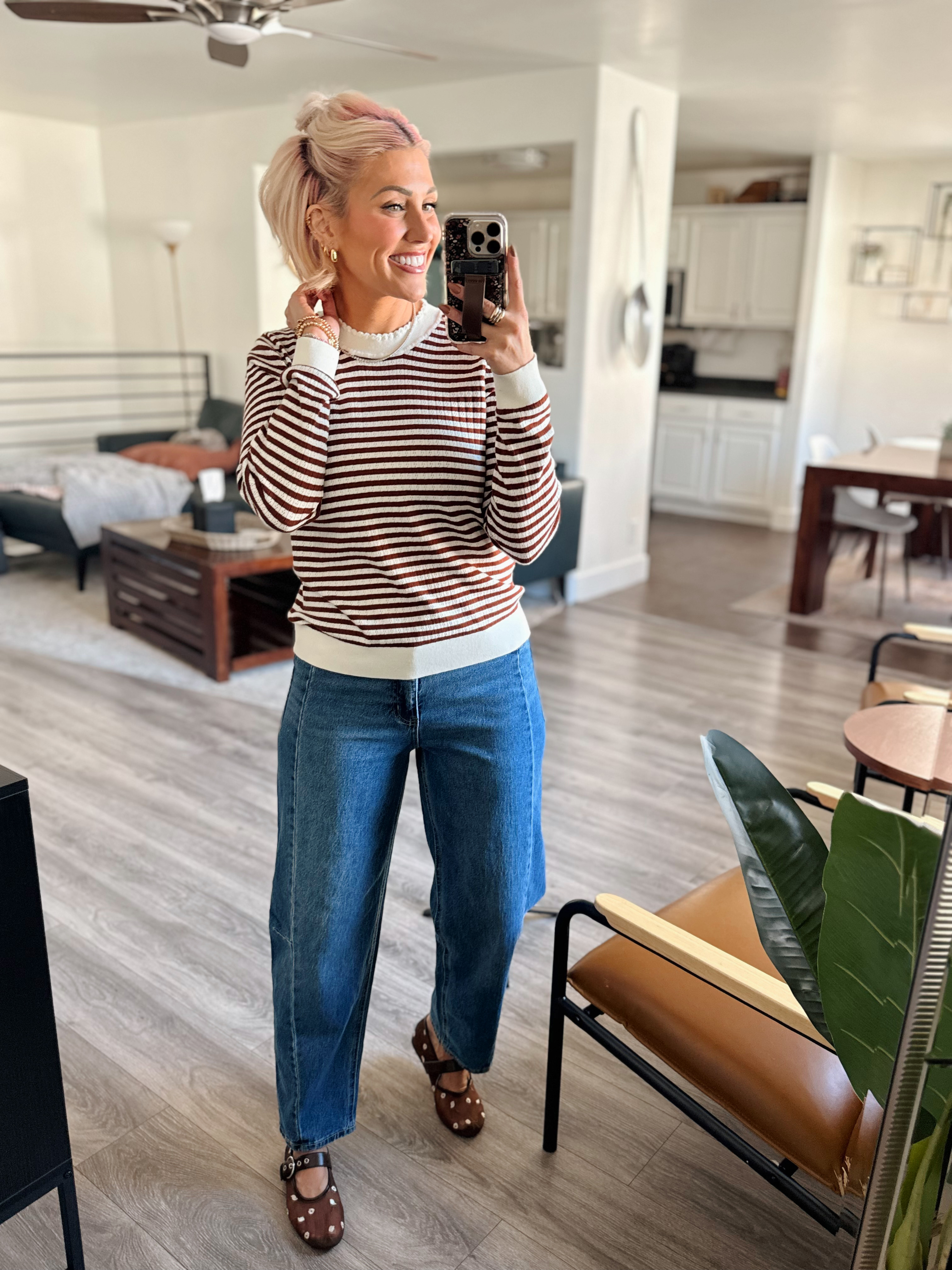 Check out these cute Walmart finds!! I'm in love with this sweater (small) and these barrel jeans (size 4) are a new favorite! Shoes run tts 

 #LTKdayinmylife #LTKootd #LTKFindsUnder50