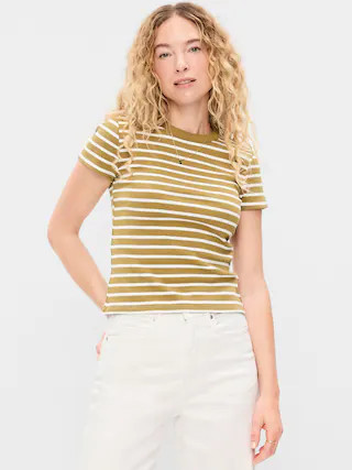 Snug Crew-Neck Ribbed T-Shirt | Old Navy (US)