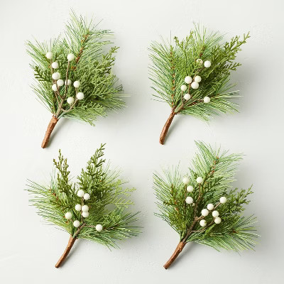 10.75" Pine & Snowberry Seasonal Faux Sprig Bundle - Hearth & Hand™ with Magnol... | Target