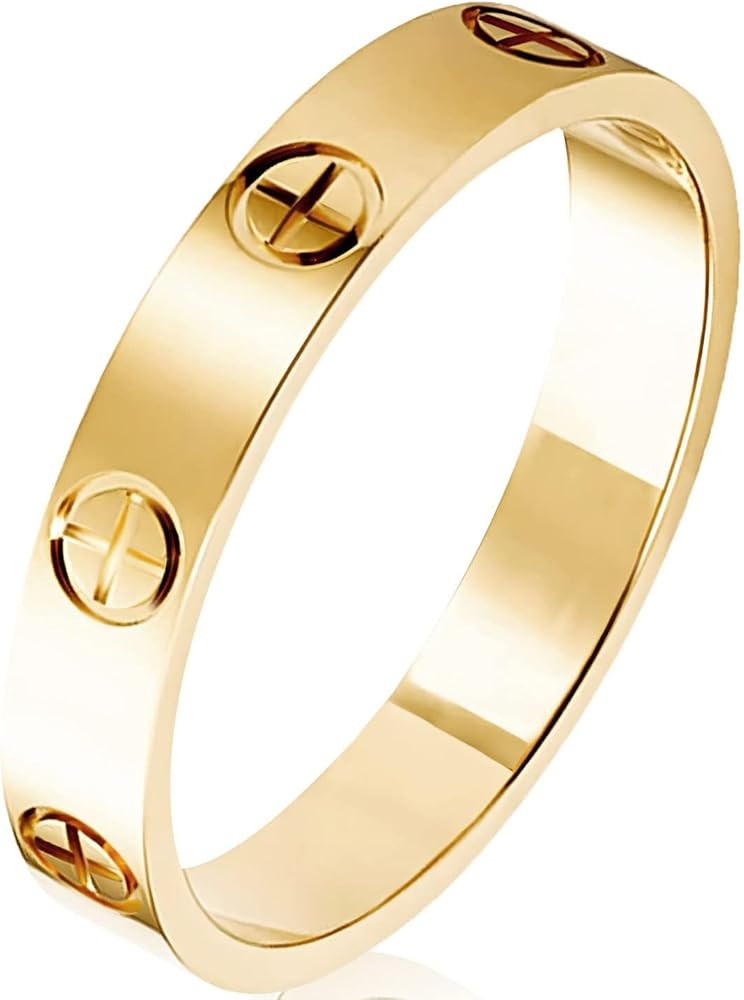 PHUYNI Love Rings with Screw Design for Women Band Promise Rings 18k Titanium Steel Jewelry Birthday | Amazon (US)