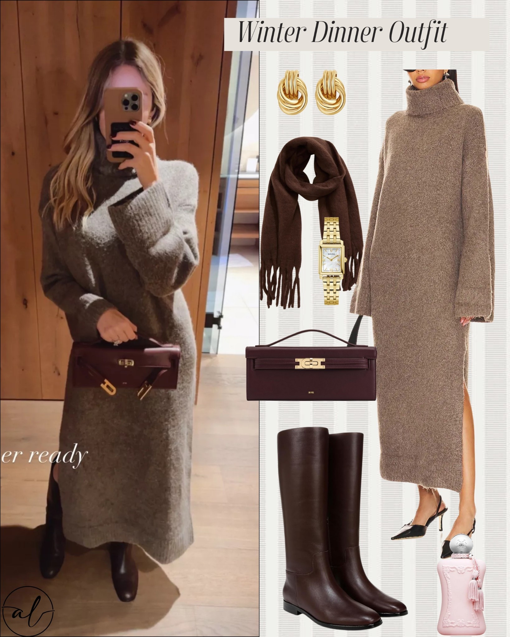 Winter dinner outfit idea - this dress is gorgeous, super elegant and warm. Fits true to size, I’m wearing size small. 
Holiday dress, work Christmas party

#LTKSeasonal #LTKU #LTKootd