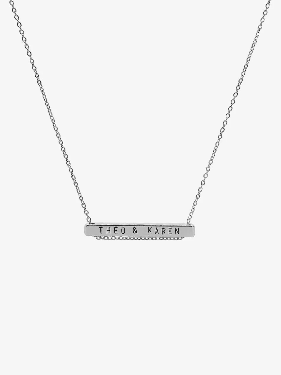 Personalised 13 characters silver-plated horizontal bar necklace | Selfridges