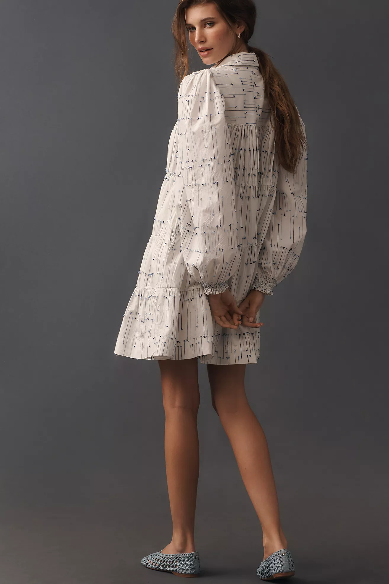 Maeve Tiered Collared Mini Dress | Anthropologie (US)