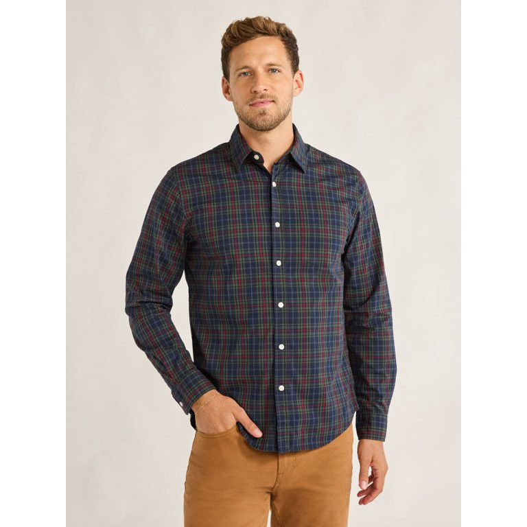 Free Assembly Men's Poplin Shirt with Long Sleeves, Sizes XS-3XL | Walmart (US)