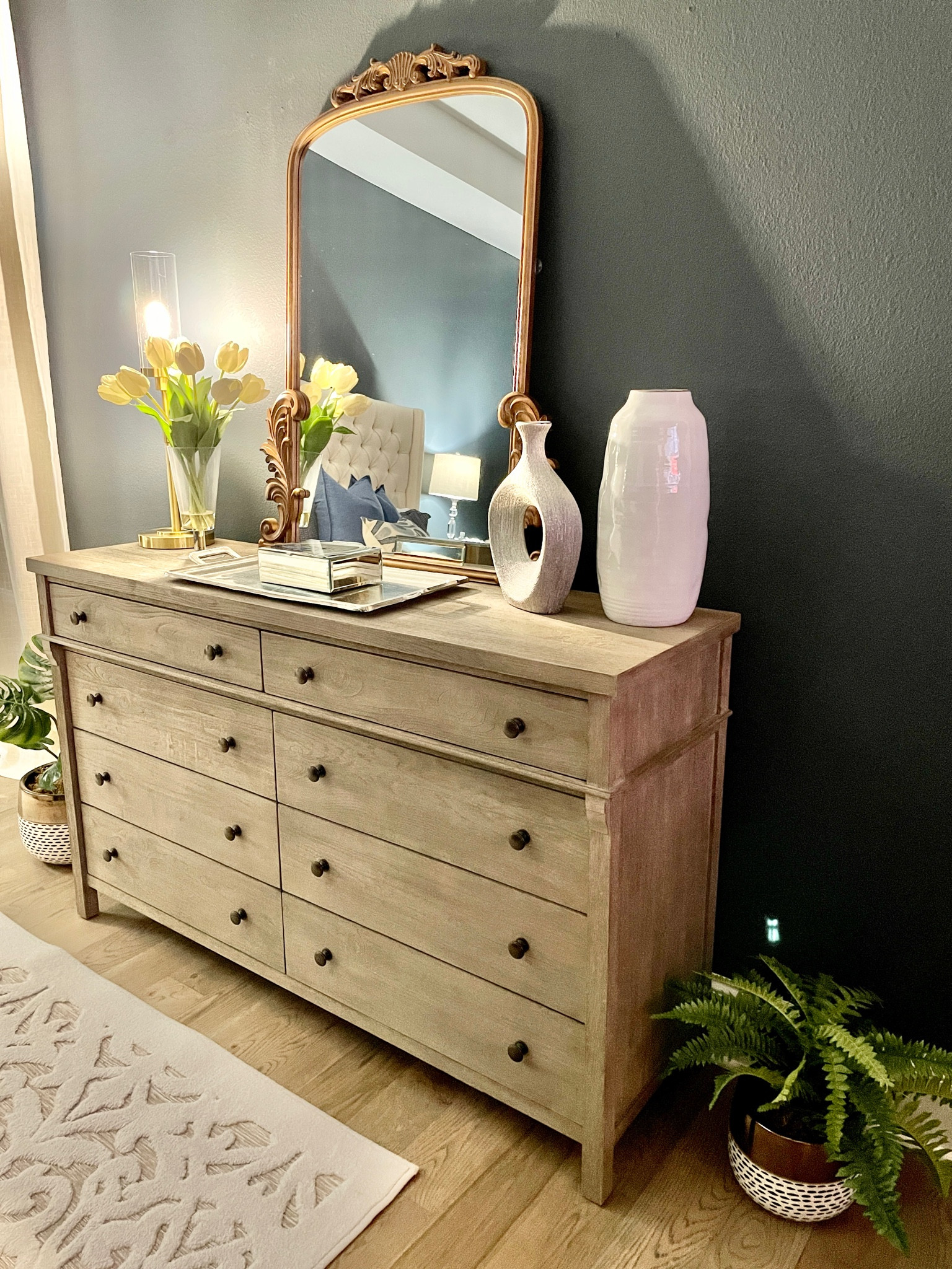 Classic and cozy bedroom style! Paint color is Sherwin Williams Volcanic Ash  

#LTKstyletip #LTKhome #LTKsalealert
