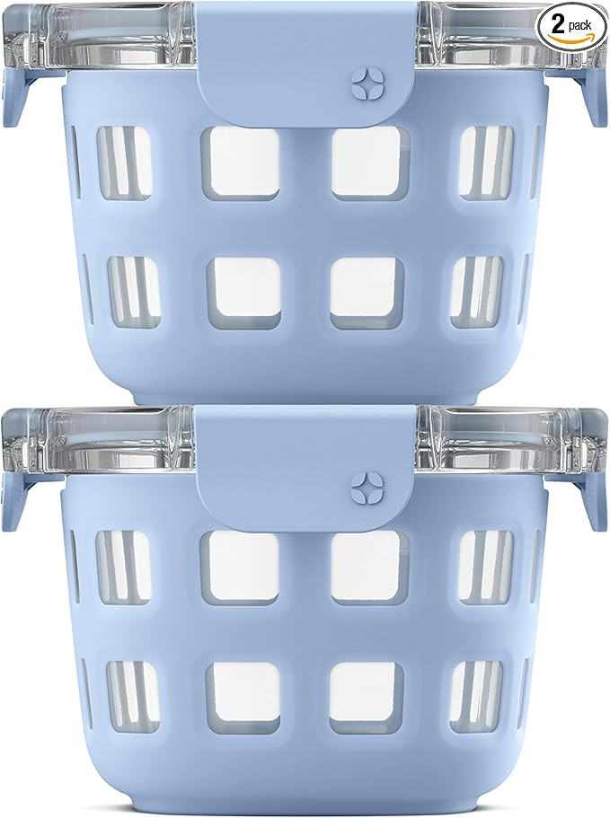 Ello Duraglass 2-Pack 2 Cup Reusable Glass Container Jar with Leak Proof Lids and Protective Sili... | Amazon (US)