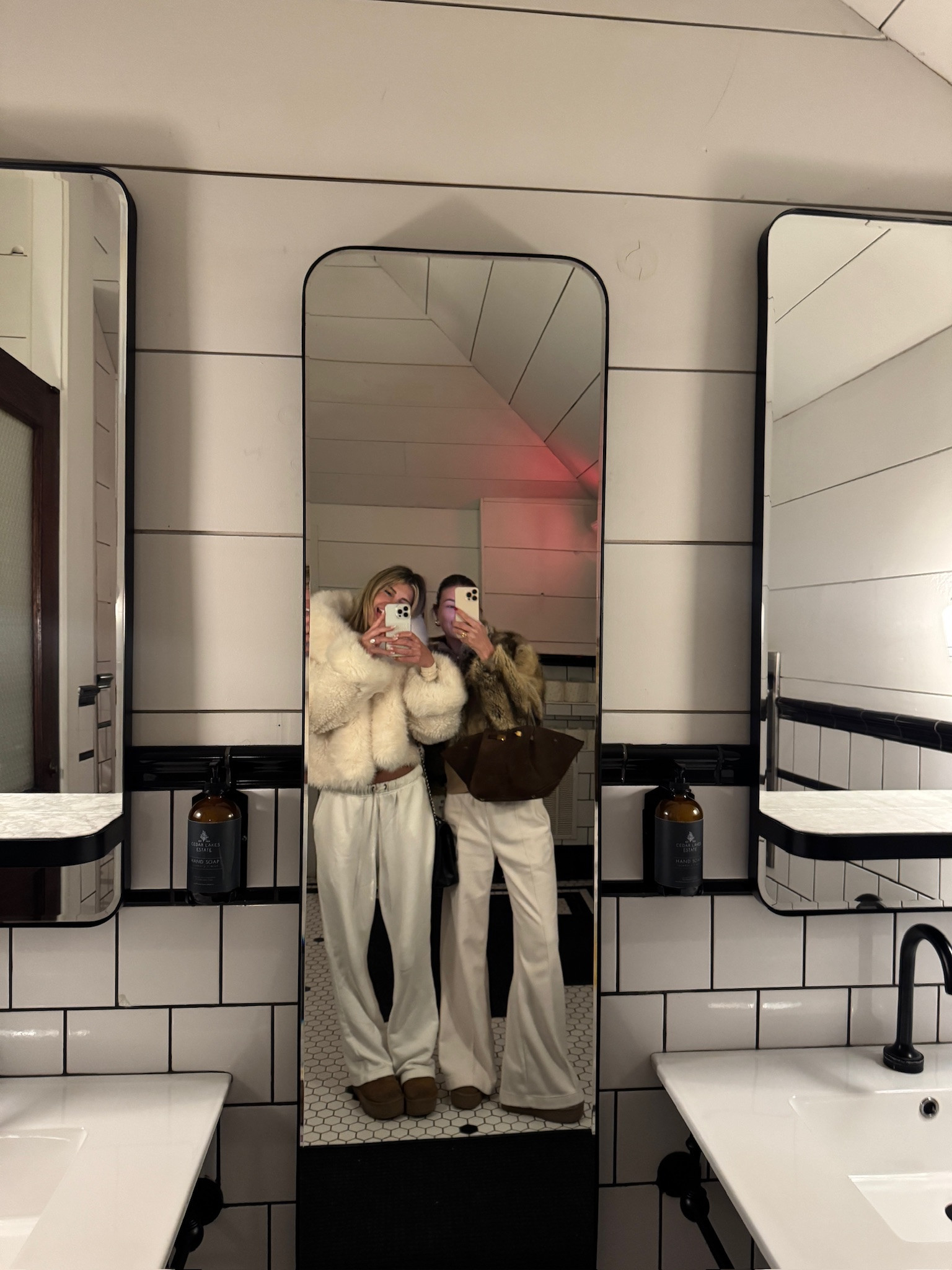 Just 2 cozy girls 🥰 Kay’s bag is from DeMellier London!! 

winter fashion, chic style, sided bag, brown purse, sweat pants, fur coat, cozy outfit 

#LTKSeasonal #LTKStyleTip #LTKTravel