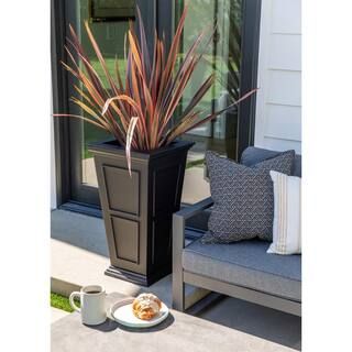 Brixton Series 28 in. T Black Plastic Planter (2-Pack) | The Home Depot