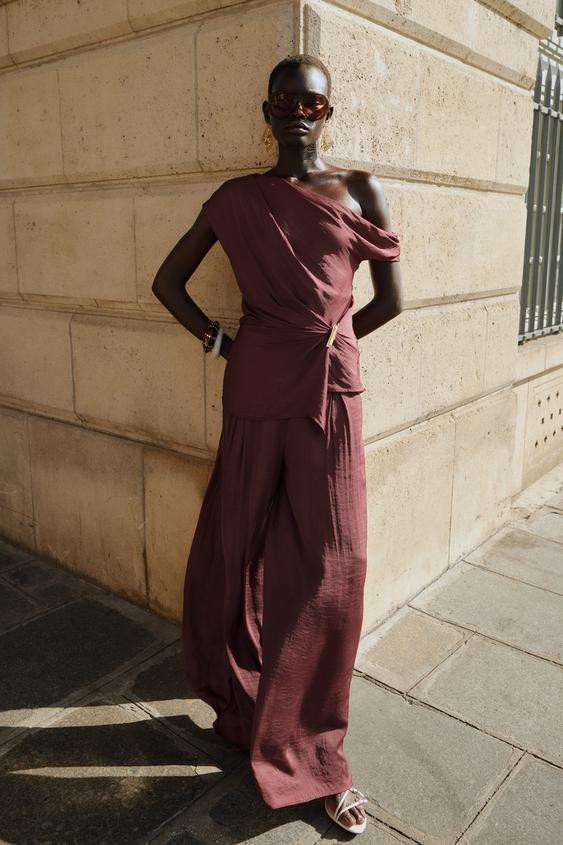 PLEATED WIDE LEG PANTS | Zara US