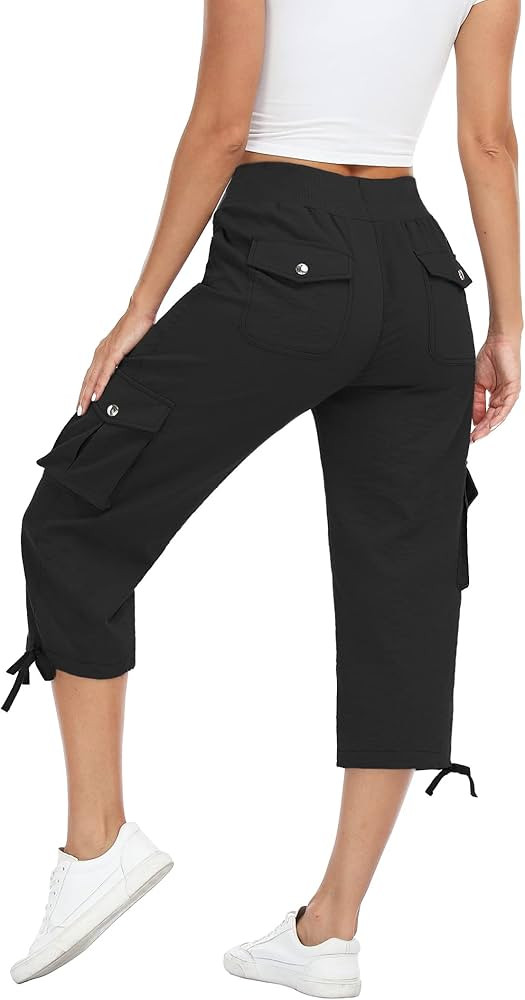 MISS MOLY Women's Cargo Capris Hiking Running Pants Loose Button Decor Lightweight Quick Dry Athl... | Amazon (US)