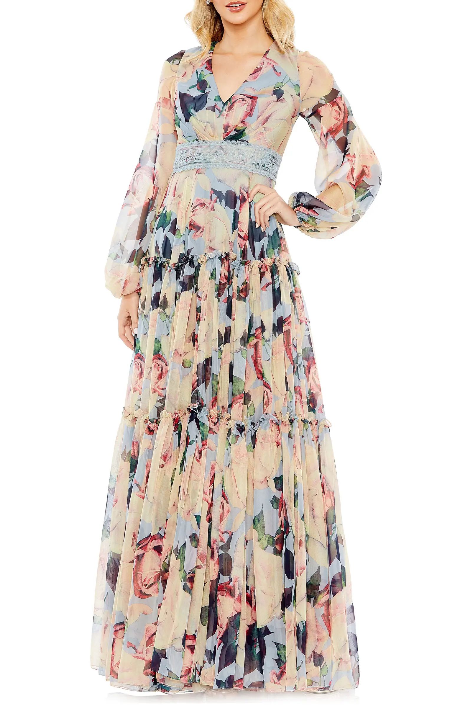 Floral Long Sleeve Gown | Nordstrom