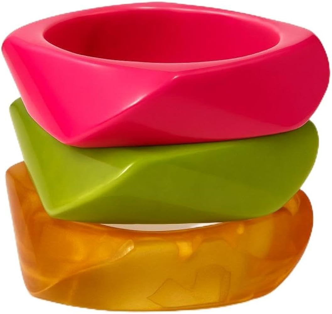Acrylic Bangle for Women Colorful Resin Chunky Glass Bracelets Wide Irregular Women's Jewelry Gif... | Amazon (US)