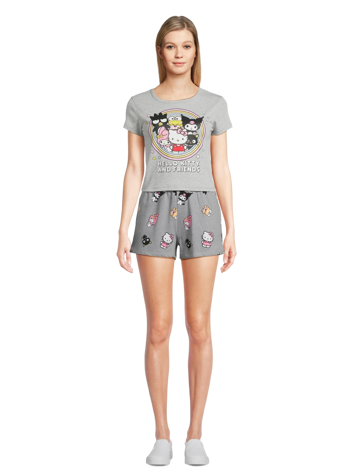 Hello Kitty Juniors Graphic T-Shirt and Shorts Set, 2-Piece, Sizes XS-3X | Walmart (US)
