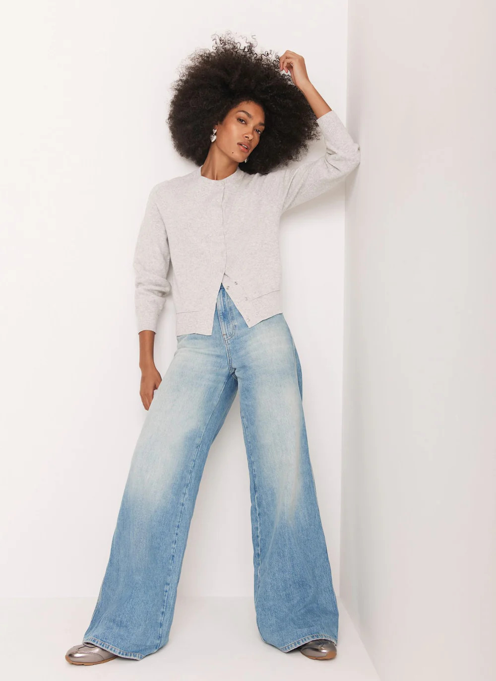 Grey Lightweight Cotton Blend Cardigan | Mint Velvet